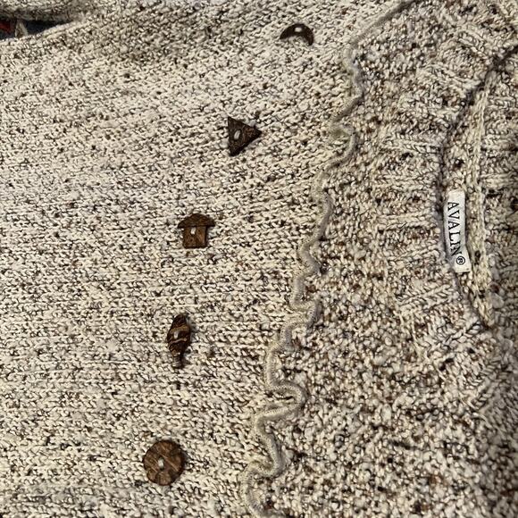 AVALIN Sweater Womens M White Crocheted BOHO Layer Easy Fit Crew Collar - Picture 4 of 10